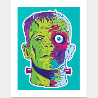 Psychedelic Zombie Frankenstein Posters and Art